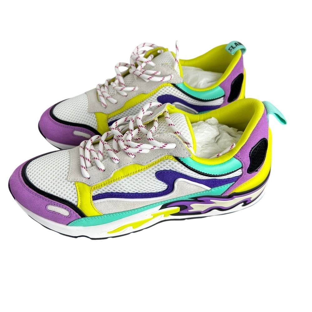 NWT Sandro Flame Parma Women‎ Size 40 Purple Yellow Mint Flame Chunky Sneakers